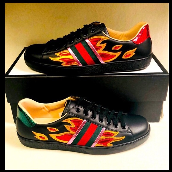 gucci ace flame black